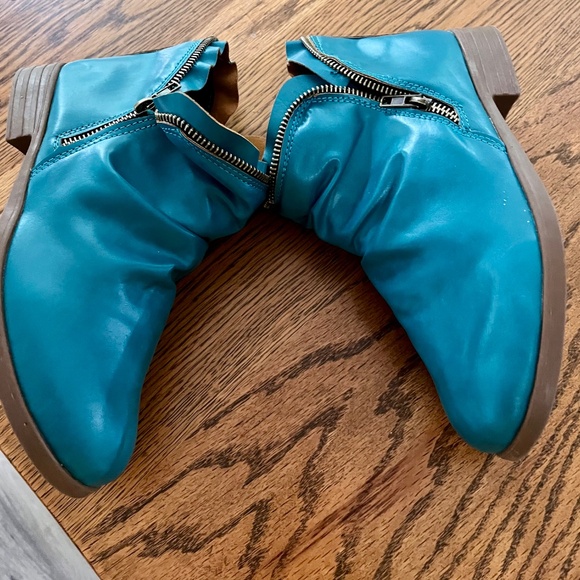 Turquoise Zippered Dress Boots - Picture 3 of 9